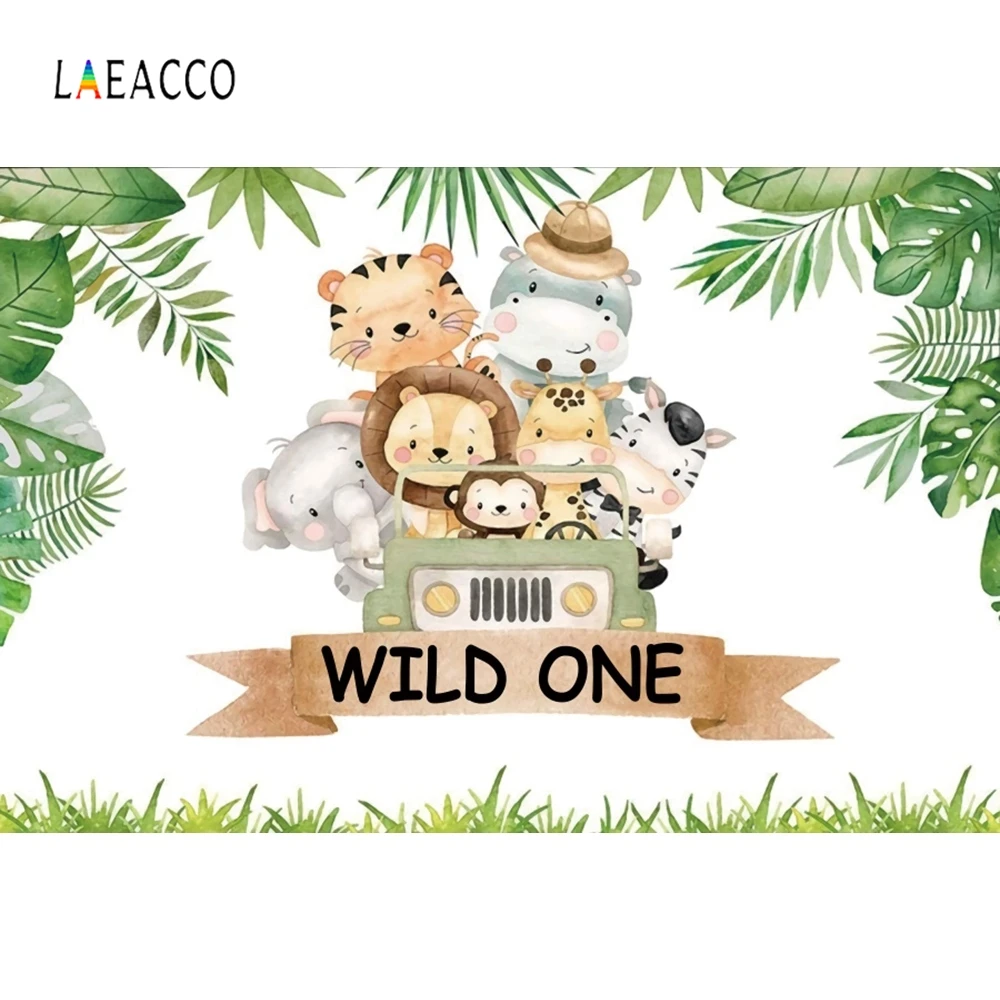 Фотофон Laeacco Wild One тропические листья искусственные животные фотография