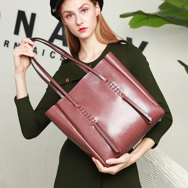 

OUSSON Women Fashion Leisure Office Ladies Work Large Capacity Shoulder Bag Ladies Soft Leather Tote Bag