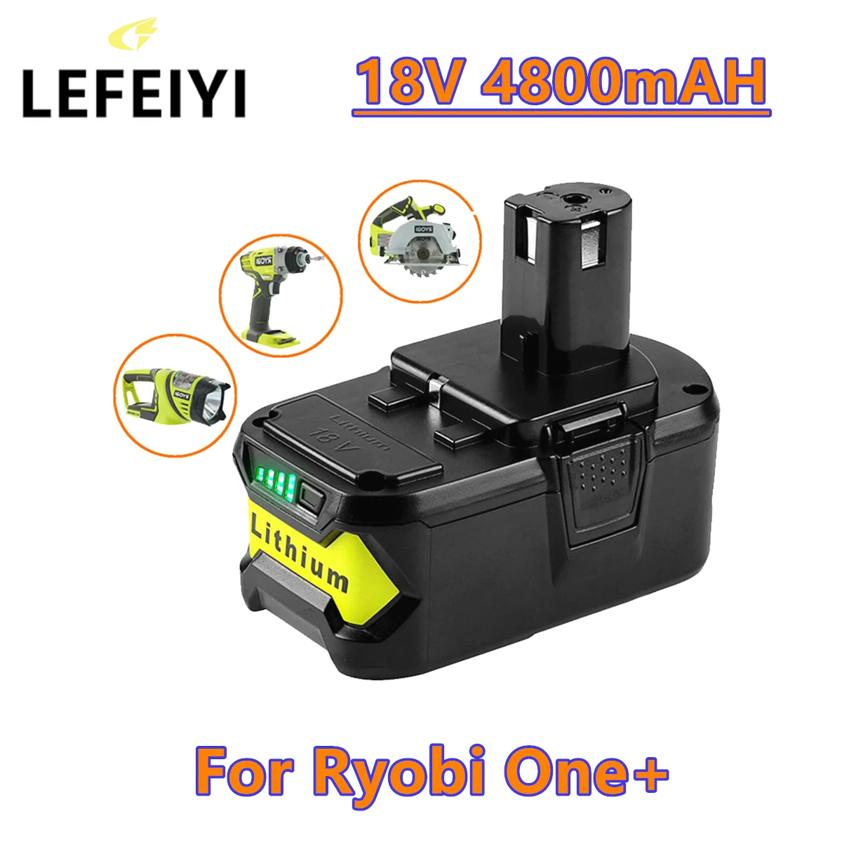 

18V 4800mAh Li-ion Rechargeable Battery for Ryobi ONE+ cordless Power Tool BPL1820 P108 P109 P106 P105 P104 P103 RB18L50 RB18L40