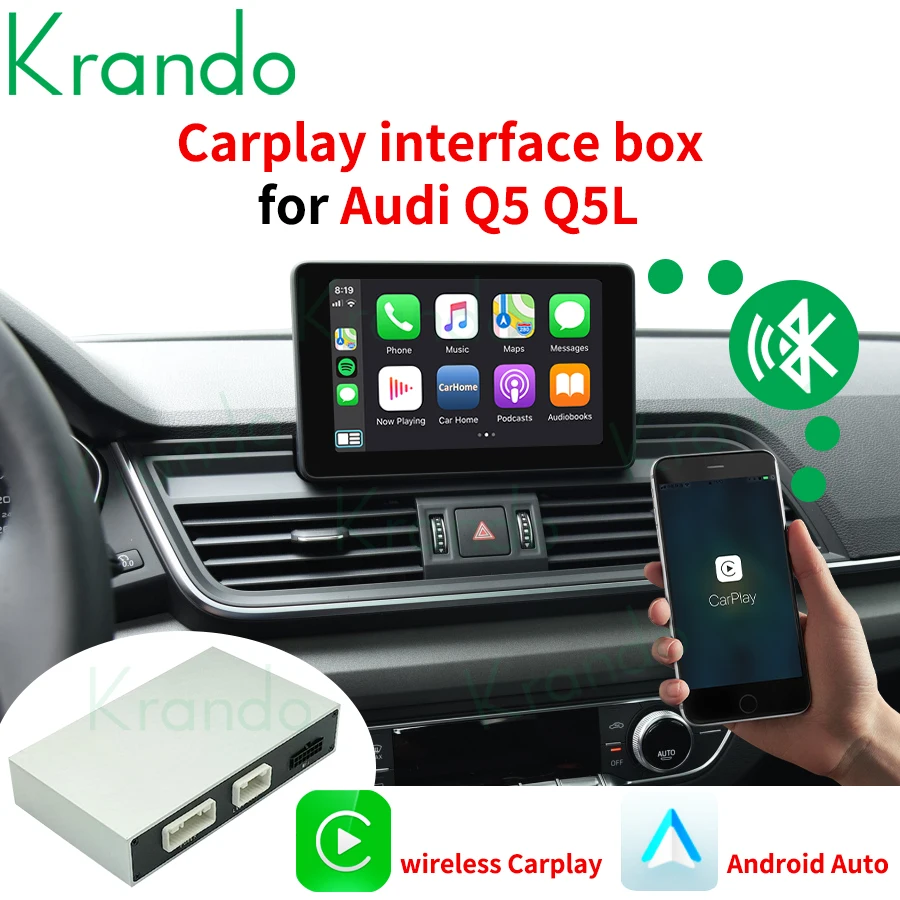 Krando беспроводной блок автоматического интерфейса Apple CarPlay Android для Audi Q5 Q5L SQ5 2009-2020