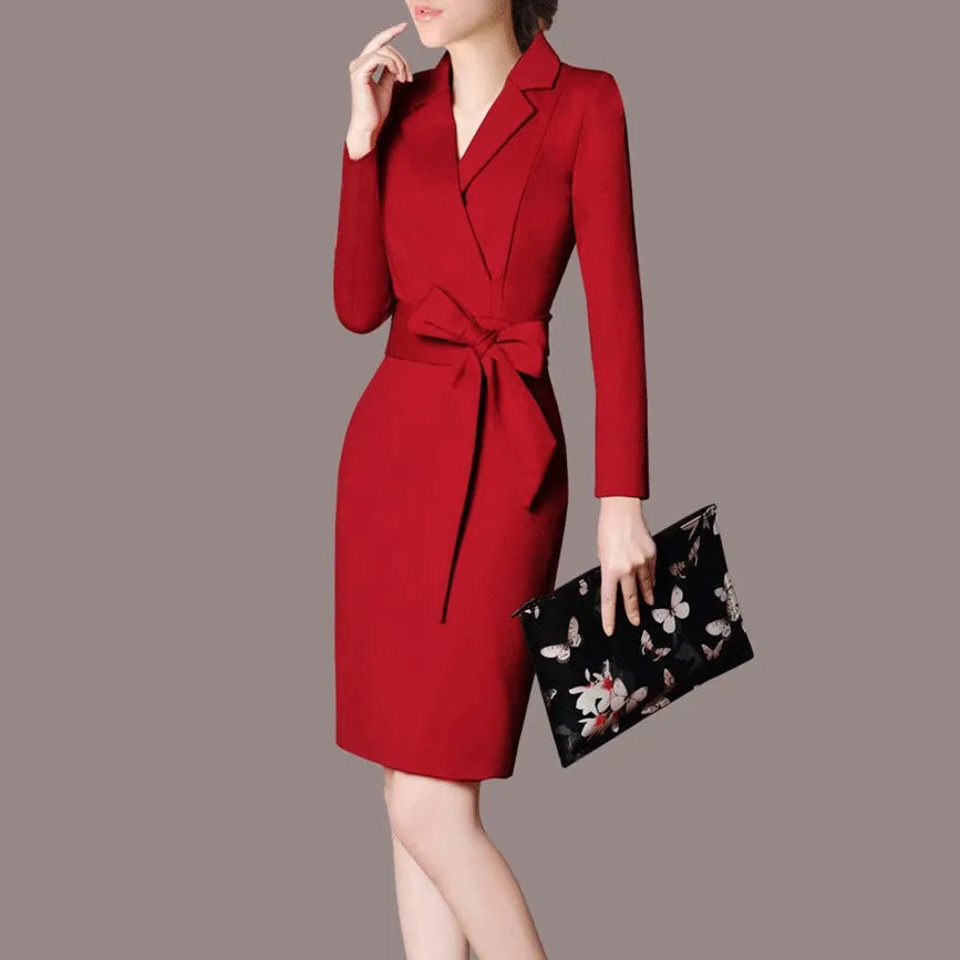 Женское платье карандаш осеннее черное красное повседневное|Женские платья| |