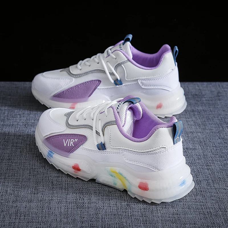 

Thin Section of Breathable Mesh Increased Sports Running Shoes Women's Versatile Thick-soled Color Matching Shoes Fashion