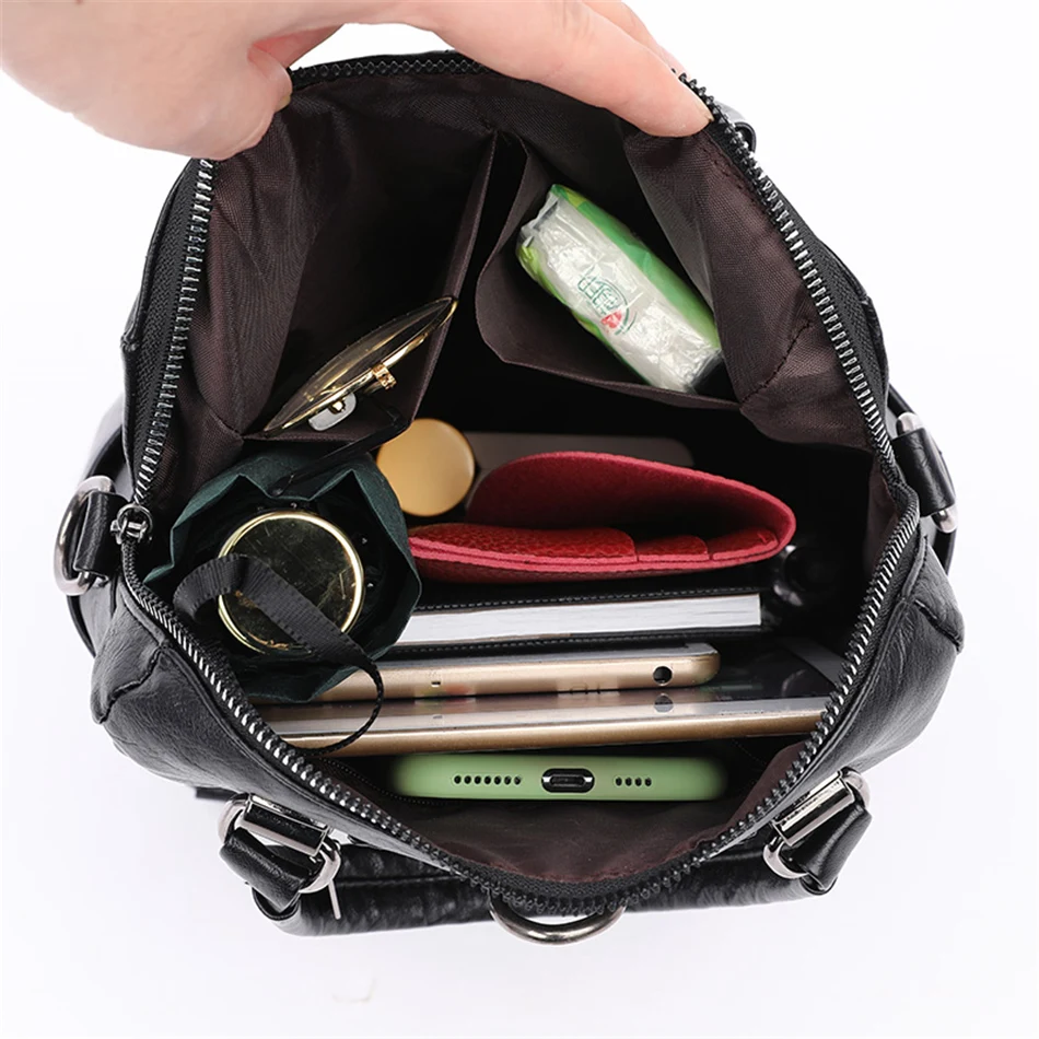 

Back Pack Soft Leather Women Backpack Female Shoulder Bags for Women 2021 Travel Backpack Mochila School Bags for Teenage Girls