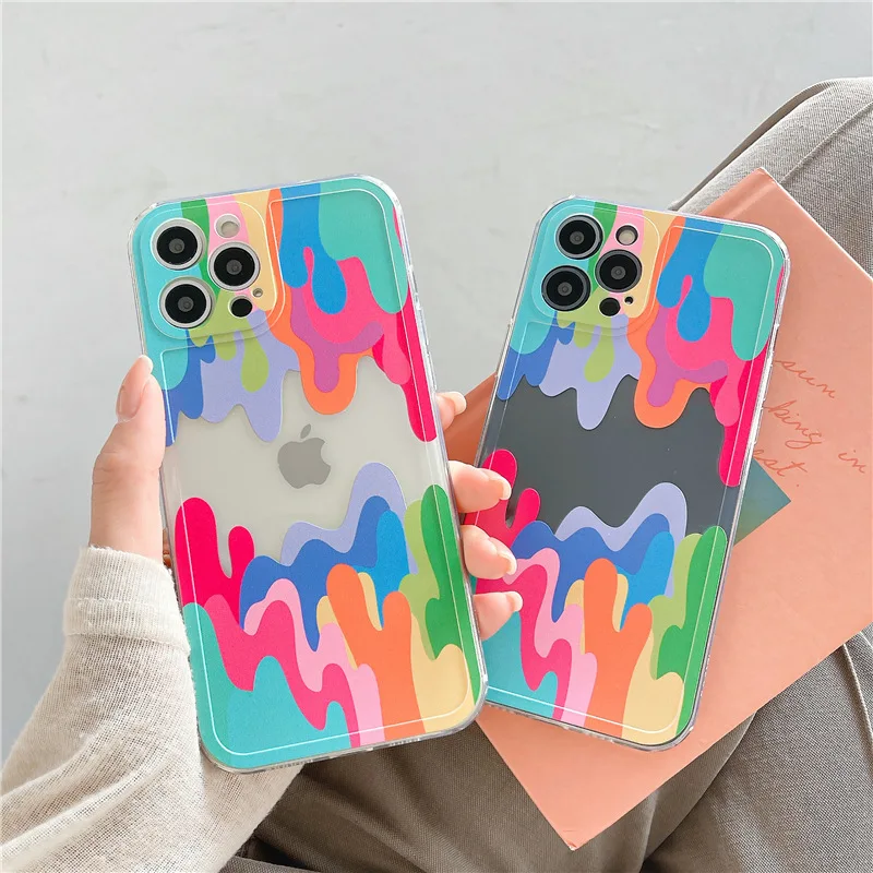 3D Art Abstract Colorful Phone Case For iPhone 13 12 11 Pro Max Mini X XR XS 7 8 Plus SE 2 Soft Silicone Transparent Back Cover