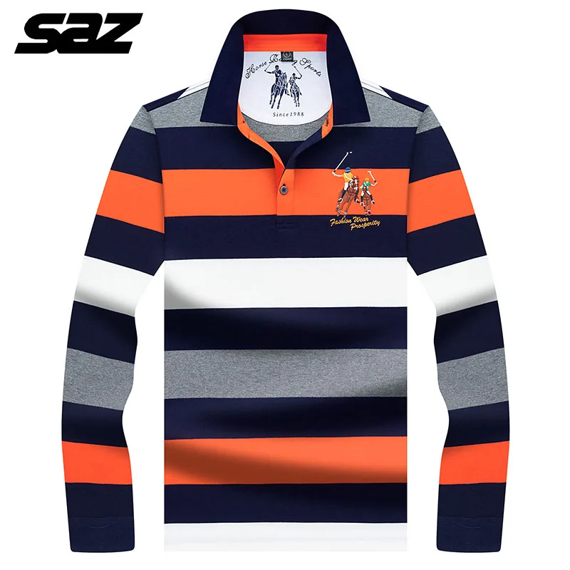 

SAZ Brand Cotton Polos Men Stripe Polo Shirt Men High Quantity Polo Men Homme Fashion Spring Sportswear Male Tops
