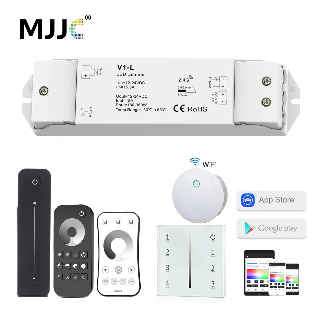 Светодиодный диммер 12 В 24 1CH 15A DC PWM 2 4G беспроводной умный Wi Fi настенный сенсорный