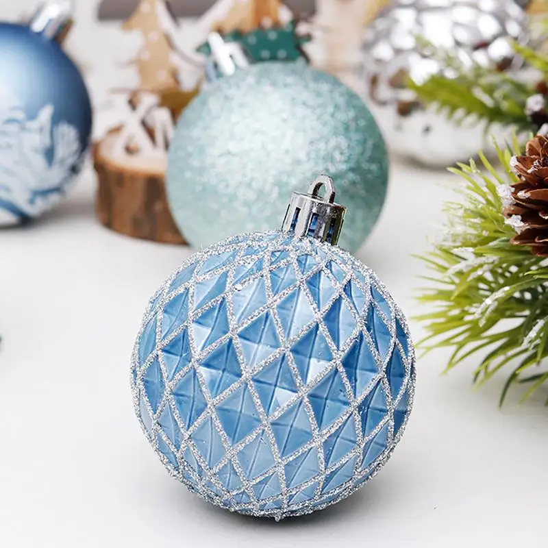 

30PCS Christmas Glitter Ball Blue Hanging Ball Ornament Christmas Tree Ornaments Hanging Palline Natale