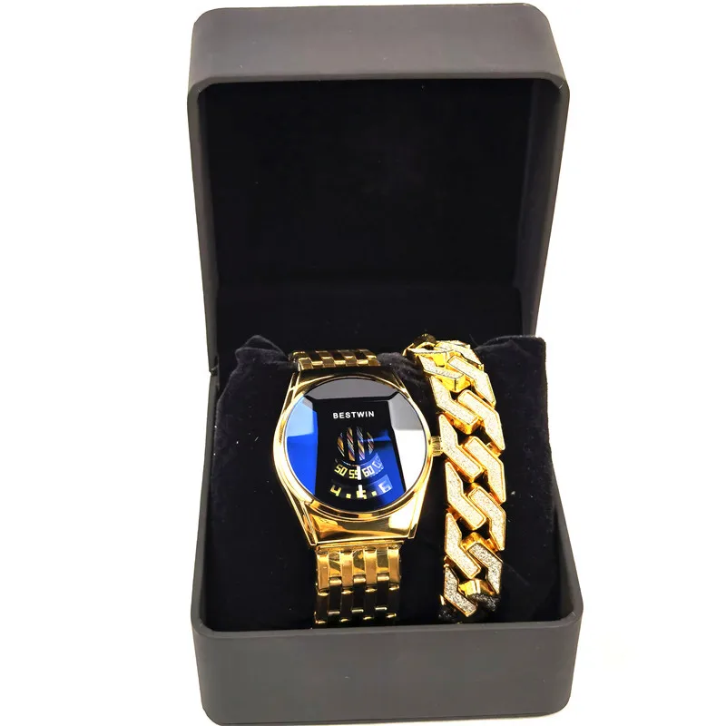 

Personality Fashion Men's Watch Bracelet Set High-Quality Leather Pu Box Men's Watch Gift Watch Set