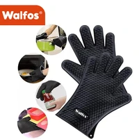 walfos1 piece of multifunctional kitchen silicone oven heat resistant gloves barbecue gloves non slip gloves kitchen gadgets