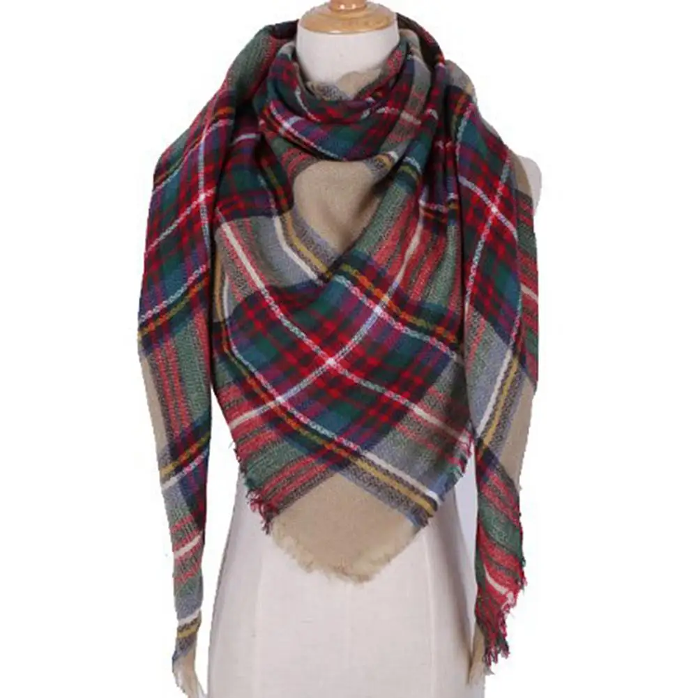 2019 Новая мода зимний теплый треугольный шарф для женщин пашмины шаль плед шарфы