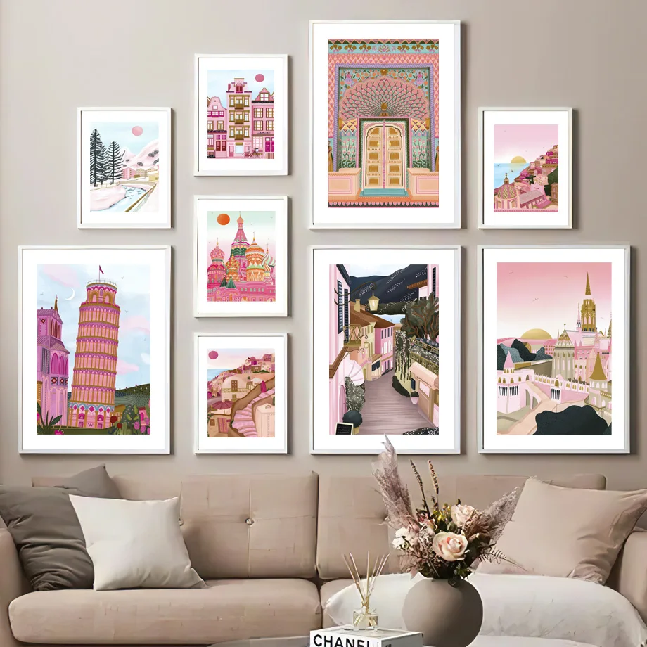 

Leaning Tower Of Pisa Church Illustration Wall Art Canvas Painting Nordic Posters And Prints Wall Pictures For Living Room Decor