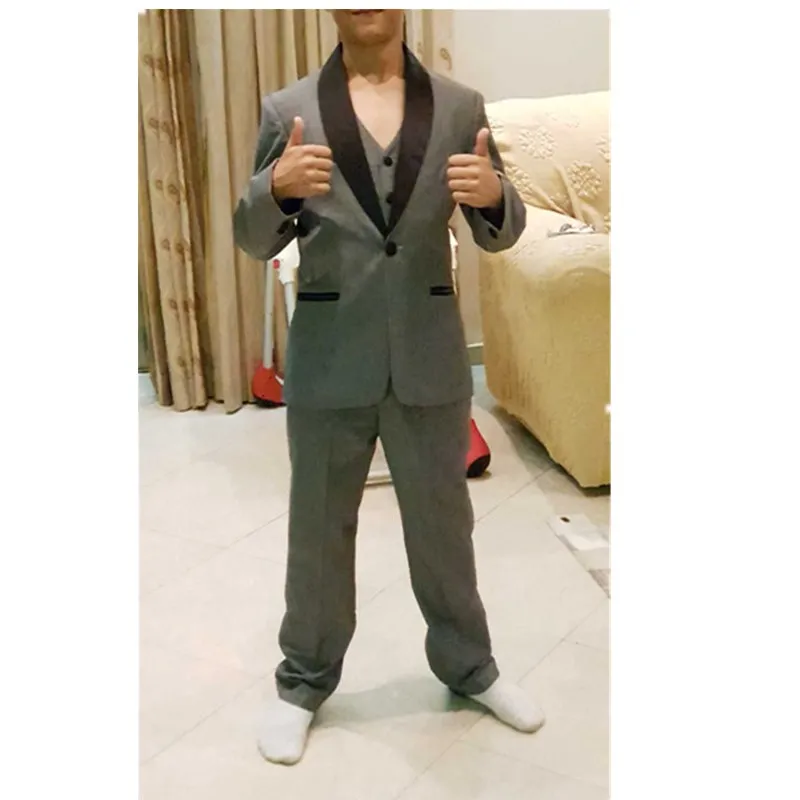 Три предмета серый смокинг для мальчиков недорогие костюмы с настоящей