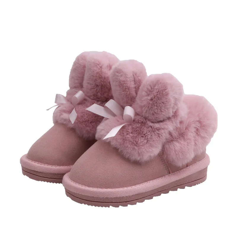 

Rabbits Ears Boots for Girls Suede Toddler Winter Boots Warm Fur Winter Shoes for Girl Bow Band Baby Snow Boots Kids Footwear