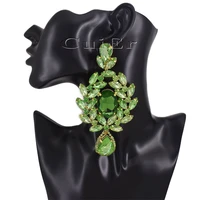 cuier 4 7%e2%80%9c stunning big drop gold badge huge gem earrings oversize jewelry glass rhinestones accessories for fashion show
