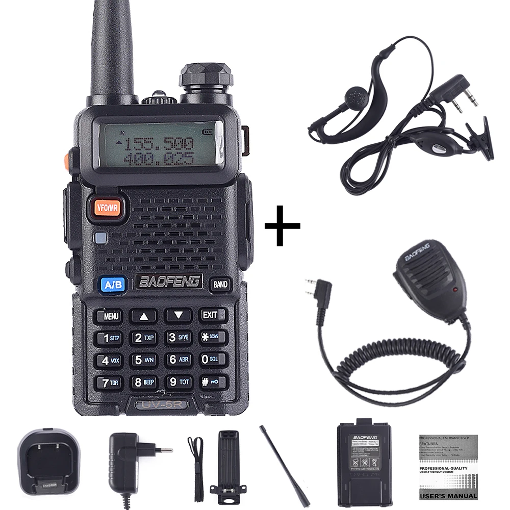 UV5R-Earp-Mic BaoFeng UV-5R рация двухсторонняя cb радио обновленная версия baofeng uv5r 128CH 5 Вт VHF UHF 136-174 МГц и 400-520 МГц - Цвет: UV5R-Earp-Mic