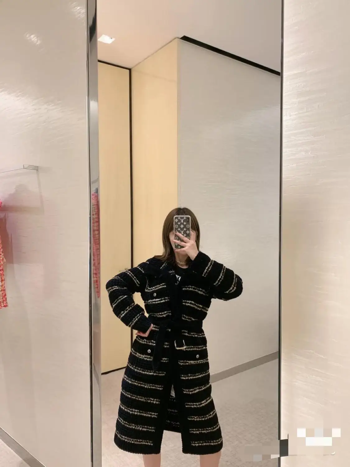 

Autumn 2020 new women's Sailor style Striped cardigan Lapel coat No buttons Elegant and fashionable
