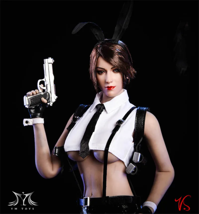 

1/6 Scale Female Action Figure Accessory 18XG18 Bunny Girl Killer Head & Clothes Set for 12'' Suntan Jiaoudoll Action Figure