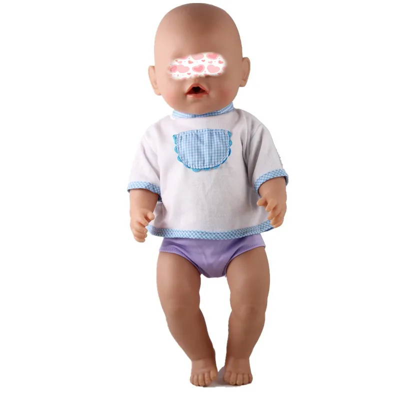 Одежда для кукол белая футболка с карманом и трусы наряды размер 43 см аксессуары