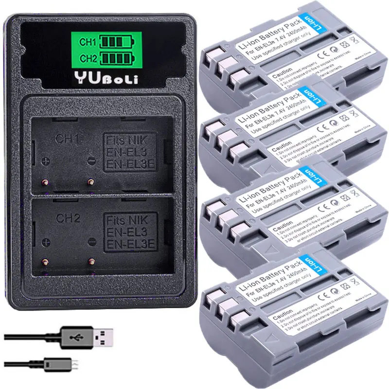 EN-EL3e EN EL3e ENEL3e 2400mAh батарея Батареи AKKU + ЖК USB зарядное устройство для Nikon D30 D50 D70 D70S D90