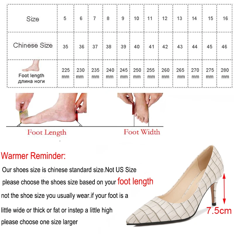 

Women Large Size 35-46 High Heel Pumps Fresh 7.5cm Heel Sexy Pointed Toe Stiletto Daily Pumps Design Pattern Shoes Women