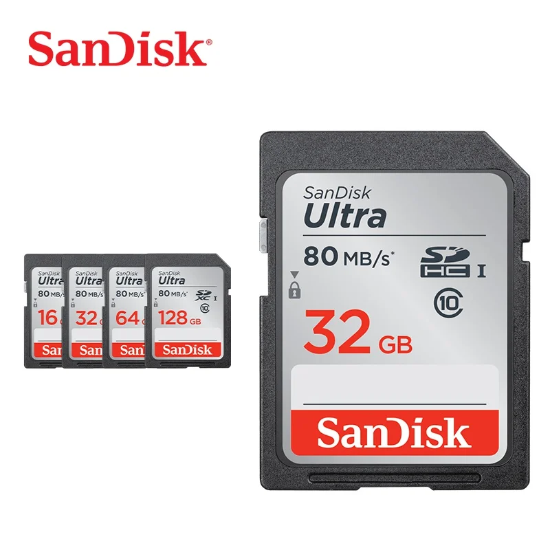 SanDisk ультра Карта памяти SDHC/SDXC SD карта класс 10 128 Гб 64 ГБ 32 16 карты C10 UHS I 80 МБ/с./с