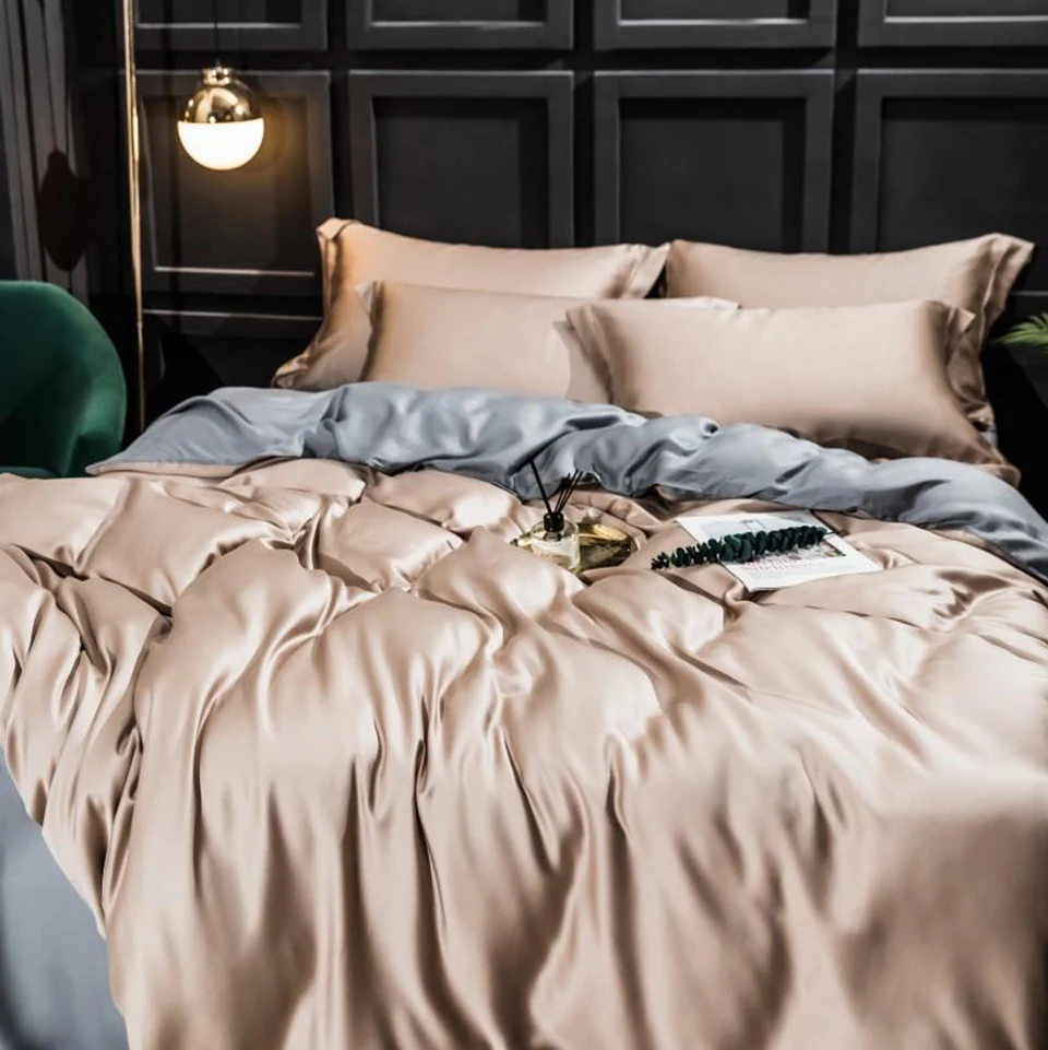 

100% Silk Luxury Bedding Set Natural Soft Double Bed Duvet Cover Bedspread Flat Sheet Queen King Adult Bed Linen Set