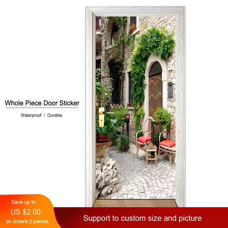 Клейкие красивые наклейки на дверь декор для гостиной спальни холщовые обои