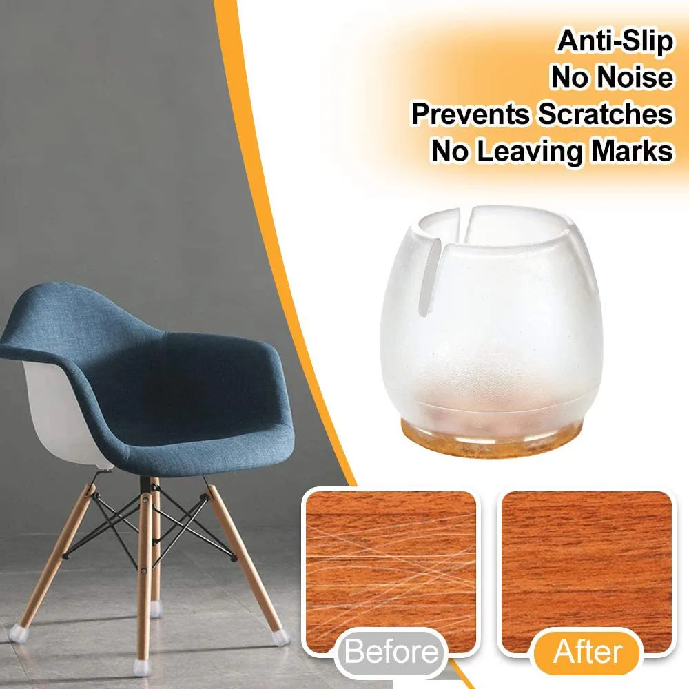 

32pcs Silicone Chair Leg Caps With Soft Felt Pads Furniture Leg Cover Floor Protectors Free Move Round Clear Silicone Protector