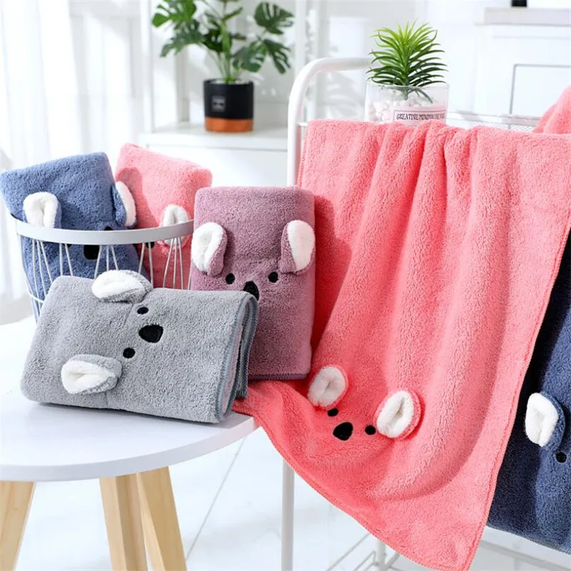 

Super Soft Baby Lovely Hand Towel Cartoon Coral Fleece Kids Face Towel Solid Absorption Children Hand Towel 35x75cm