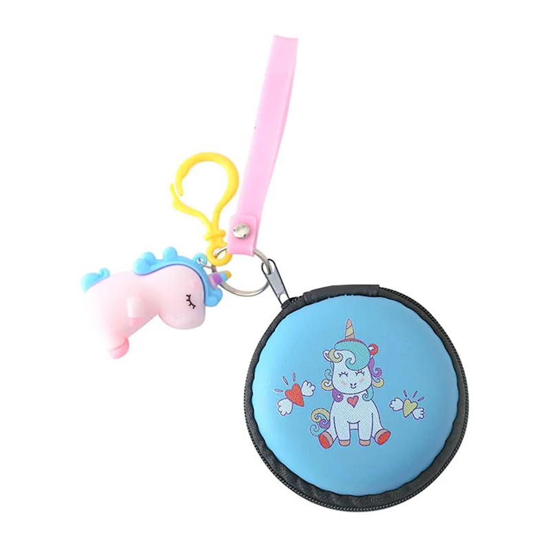 Милый кошелек с подвеской в виде единорога для монет круглым рисунком из