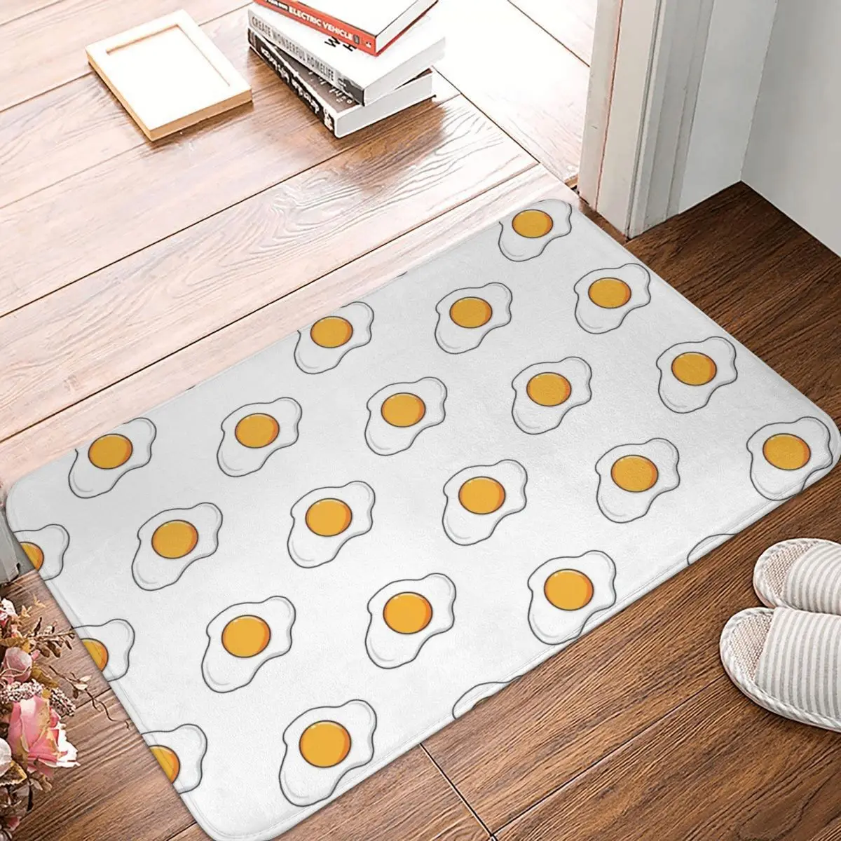 

Напольный коврик Sunny Side Egg из полиэстера, коврик для ног, нескользящий абсорбирующий коврик для кухни, спальни, балкона, мультяшный