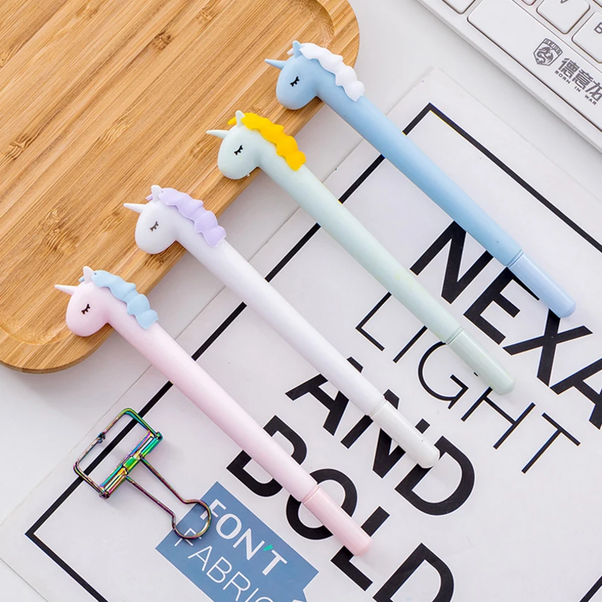 1pcs/lot 0.5mm black ink unicorn gel pen cute gifts writing signing for school and office supplies | Дом и сад