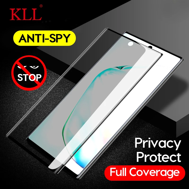 

3D Curved Anti-spy Tempered Glass for Samsung Note 10 9 8 Privacy Screen Protector Anti-Peep Film Galaxy S21 S10 S9 S8 Plus S10e