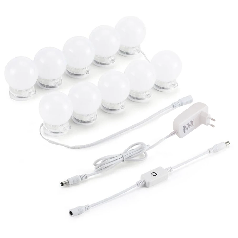 

LED 12V Makeup Mirror Light Bulb Hollywood Vanity Lights Stepless Dimmable Wall Lamp 6 10 Bulbs Kit for Dressing Table