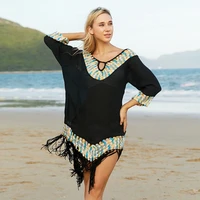 beach dress 2021 summer sexy solid half sleeve loose crochet beachwear cover ups for swimwear women