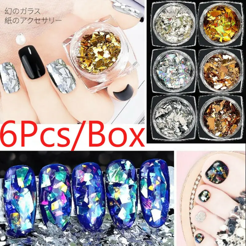 6 цветов/комплект 3D Блестки для дизайна ногтей|Стикеры и наклейки| |