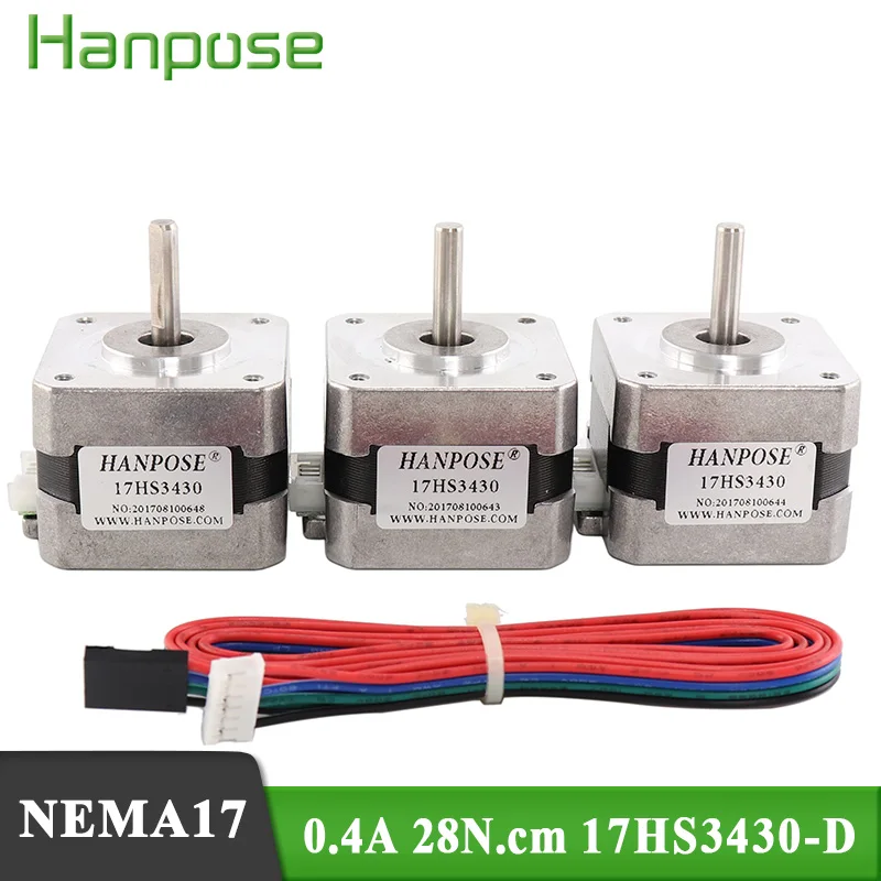 Шаговый двигатель 3 шт./лот Nema17 длина 2800 г см 34 мм 4 проводной серии 17HS3430 D 42 для