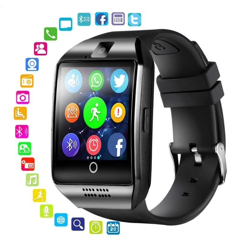 

Smart Watch With Camera Q18 Bluetooth Smartwatch Men Women SIM TF Card Slot Fitness Activity Tracker Sport Watch PK DZ09 Watches