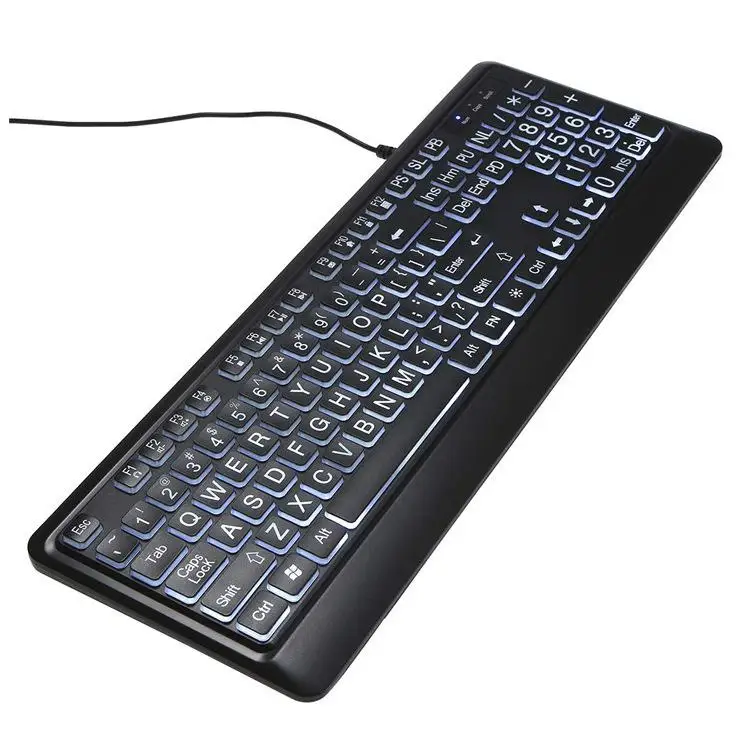 Illuminated Keyboard Large Print Backlit Wired Computer for Old Man | Компьютеры и офис