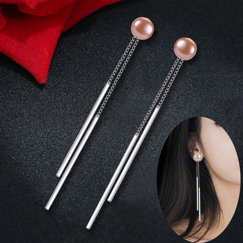 

Popular Earrings Tassel Drop Dangle Long Chain Pearl Women Elegant Gift
