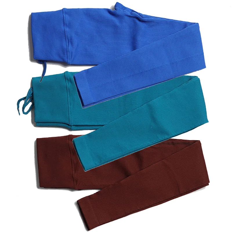 

Seamless Yoga Leggings High Waist Pants Push Up Women Fitness Sports Tights Ribbed Workout Gym Clothing Solid Color Sportwear