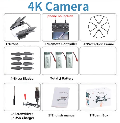 RC Дроны с камерой HD 1080P RC вертолет с высокой фиксацией RC Квадрокоптер с камерой Дрон профессиональные игрушки для детей# E - Цвет: White 4K 3B