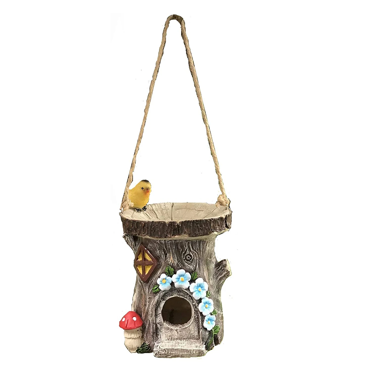 

Resin Bird Houses Hand Painted Hanging Birds Feeder Decoration for Garden Courtyard Creative Gifts for Birds Lovers L9