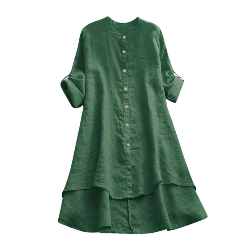 

Chic Tops For Women Summer Tunic 2021 Fashion Solid Casual Blouse Ladies Linen Top Loose Shirts Camisa Mujer Oversized T-shirt