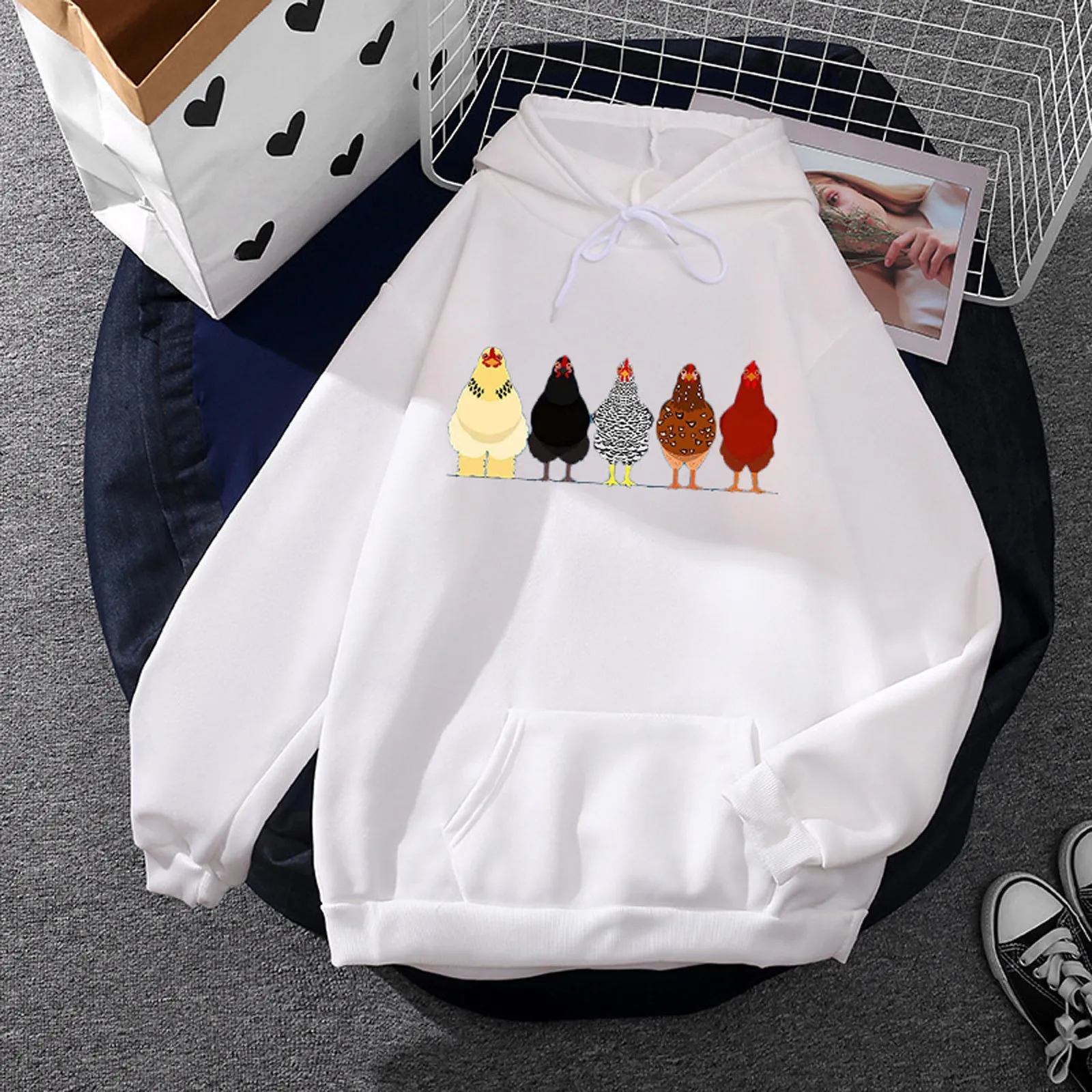 Women Hoodie Girl Autumn 90s Harajuku Chick Printed Top Long Sleeve Loose Hooded Sweatshirt Top With Pocket Hoodies Sudaderas