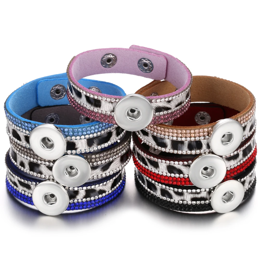 Новинка 18 мм кожаный браслет ювелирное изделие горный хрусталь леопардовая кожа