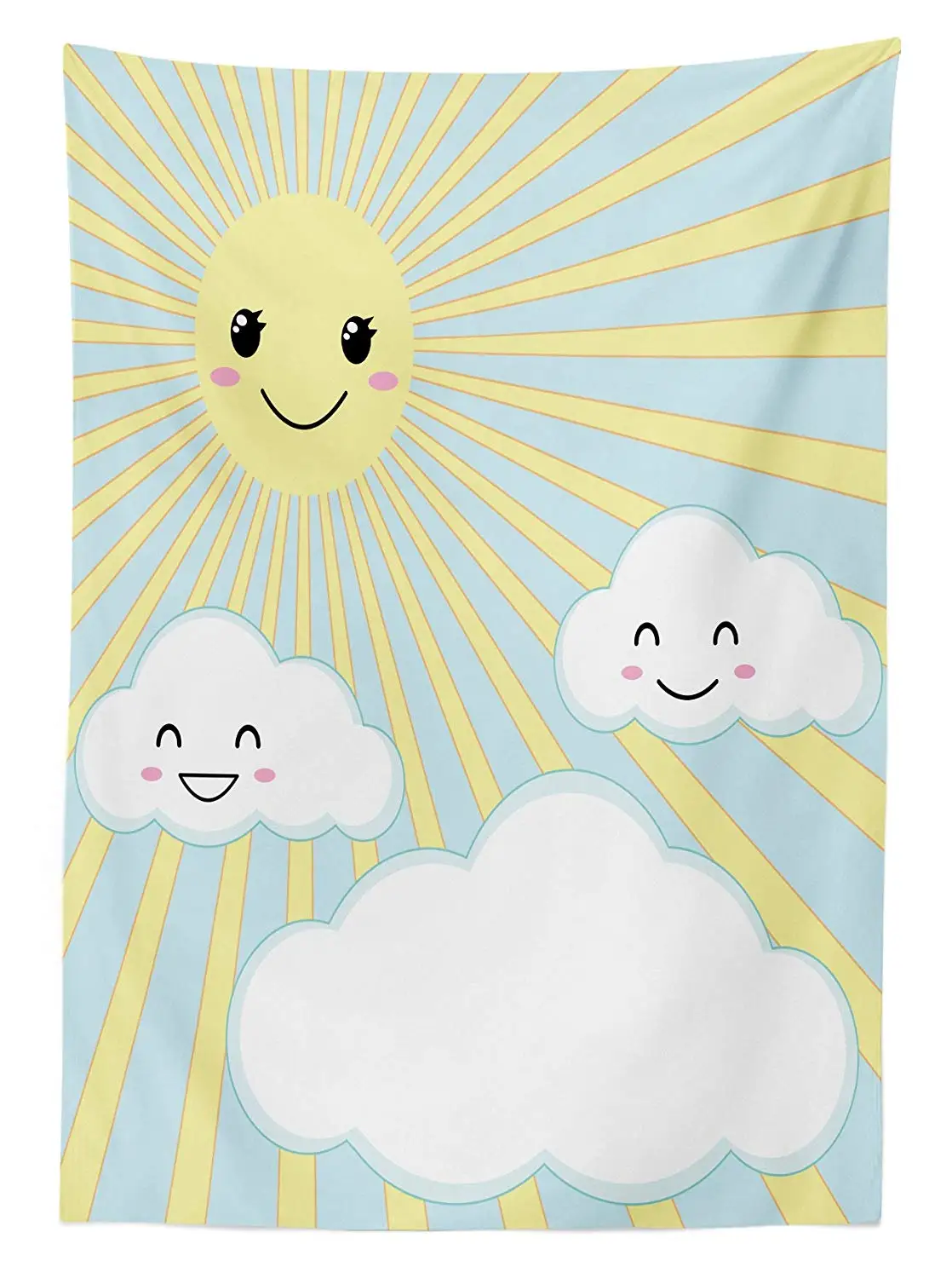 Детская душевая уличная скатерть Улыбающееся Солнце и облако мультфильм летняя