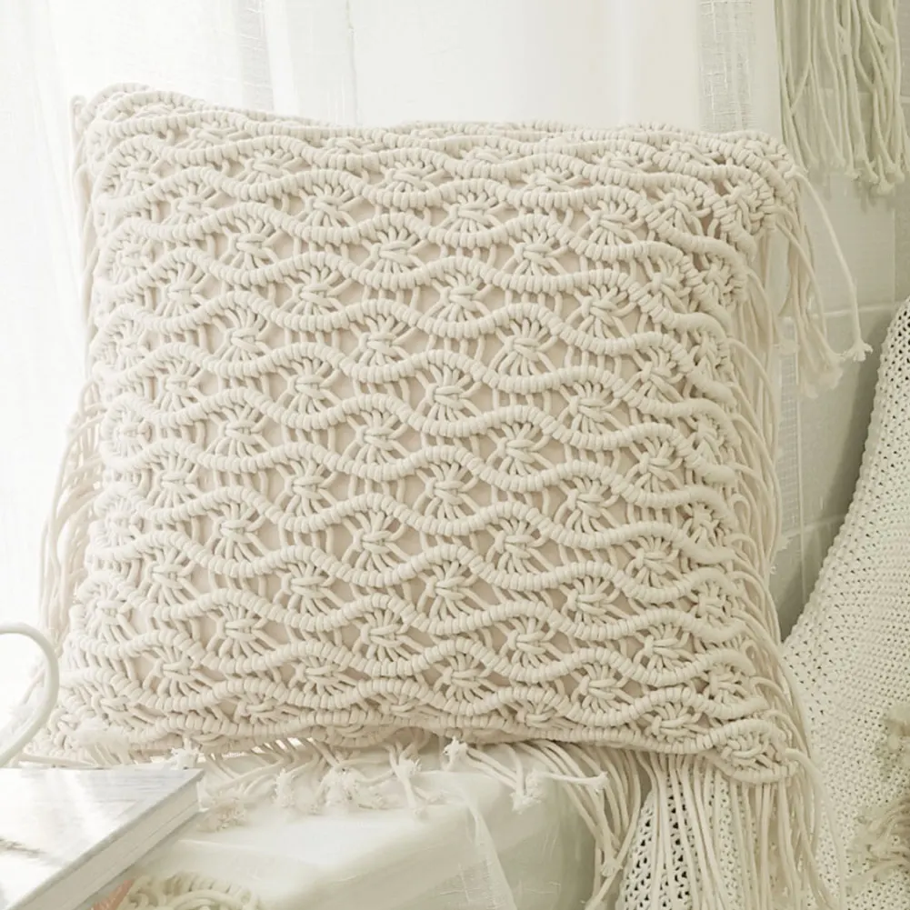 

Cotton Pillow Case Sofa Braided Cushion Cover Home Living Room Bedroom Cotton Decorative Pillowcase Case Throw Pillow Case