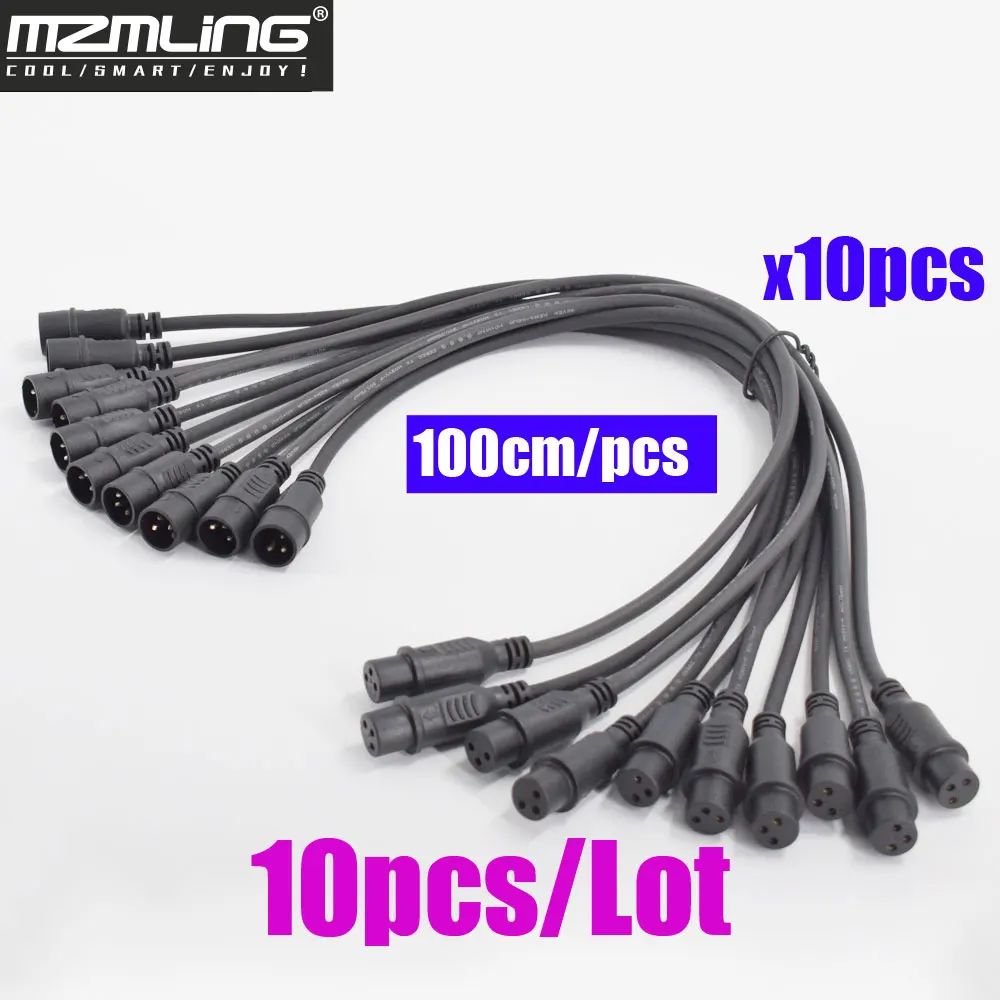 10 шт./лот 1 метр длиной 3-контактный сигнальный коннектор DMX-кабеля для профессиональных DJ / баров / вечеринок / шоу / сценического света LED-сценической машины.