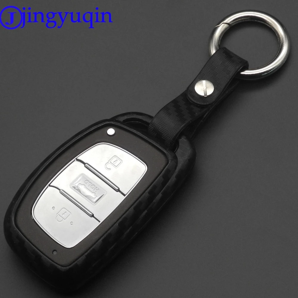 Jingyuqin 3 кнопочный карбоновый держатель для Hyundai i30 IX35 Elantra Verna Tucson Smart Key|Футляр
